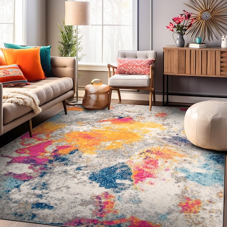 World Rug Gallery Sky Collection Modern Abstract Area Rug 9' x 12' Multi 232MULTI9X12